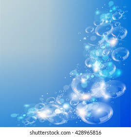 Bubbles underwater. Beautiful vector background for your design.