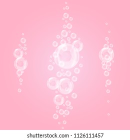 Bubbles underwater set isolated on pink background