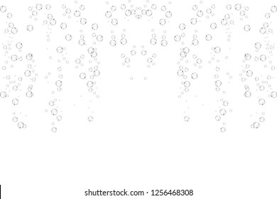 Bubbles underwater texture isolated on white background. Fizzy sparkles in water, sea, ocean. Undersea vector illustration.