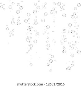 Bubbles underwater texture isolated on white background. Fizzy sparkles in water, sea, ocean. Undersea vector illustration.