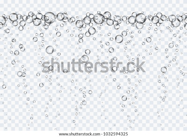 Bubbles underwater texture isolated on\
transparent background. Vector fizzy air, gas or clean oxygen\
bubbles under sea water. Realistic effervescent champagne drink,\
soda effect for your\
design\
