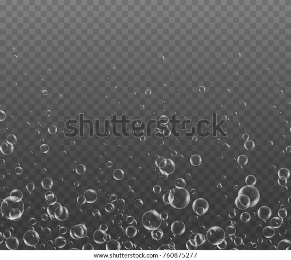 透明な背景に泡の水中テクスチャー 海水の下の空気 ガス または清浄な酸素の泡のベクター画像 リアルな発泡性シャンパンの飲み物 デザインに合ったソーダ効果 のベクター画像素材 ロイヤリティフリー