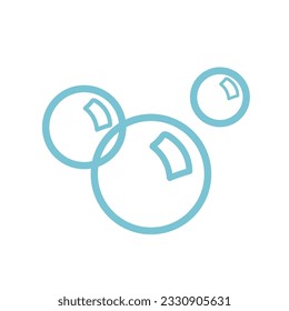 Bubbles vector outline blue icon. Soap foam