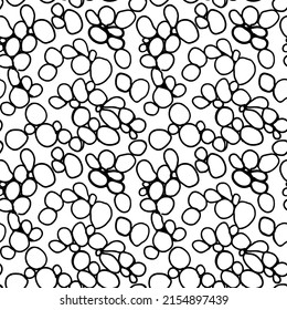 Bubbles vector seamless pattern with linear circles. Abstract fizzy water background. Bubbles black and white seamless pattern. Vector hand drawn background with pen circles. Stylish monochrome doodle