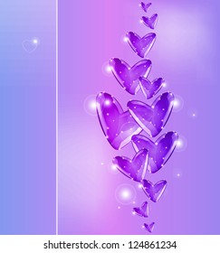 Bubbles of violet Hearts. Vector