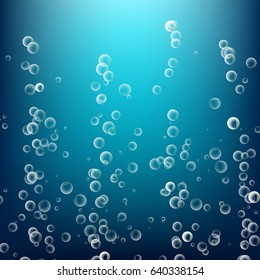 Bubbles In Water. 3d Realistic Deep Water Bubbles. Circle And Liquid, Light Design.
