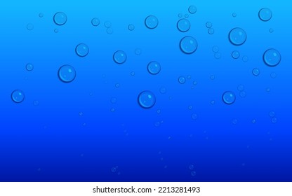 Bubbles in water on blue background.