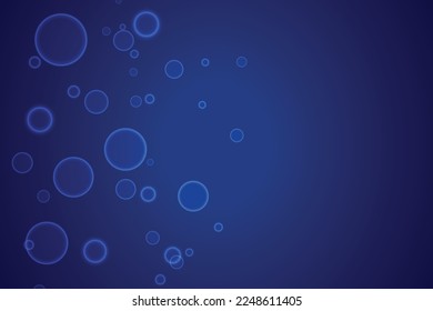 Bubbles in water on blue background 