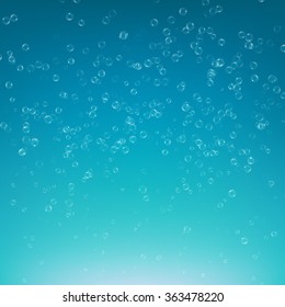 Bubbles in water on blue background. Vector texture