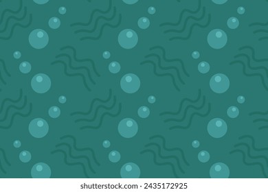 Bubbles and waves, water, underwater, air, bath, liquid. Seamless vector pattern for design and decoration. 