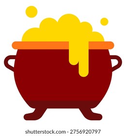 A bubbling cauldron, a staple of witchcraft and Halloween lore.