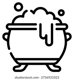 A bubbling cauldron, a staple of witchcraft and Halloween lore.