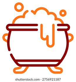 A bubbling cauldron, a staple of witchcraft and Halloween lore.