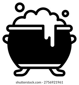 A bubbling cauldron, a staple of witchcraft and Halloween lore.