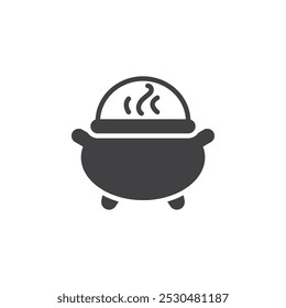 A bubbling cauldron vector icon. filled flat sign for mobile concept and web design. Cauldron glyph icon. Symbol, logo illustration. Vector graphics