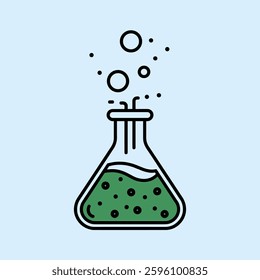 A bubbling chemical mixture reacting inside a laboratory container, creating foam, gas, and an energetic display of scientific experimentation