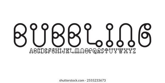Bubbling, Creative font, type, technology, movie, digital, music, movie. Font and illustration in vector format.
