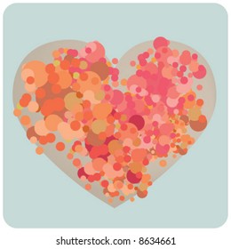 Bubbling heart - Vector illustration of a heart shape made up of many colorful bubbles.