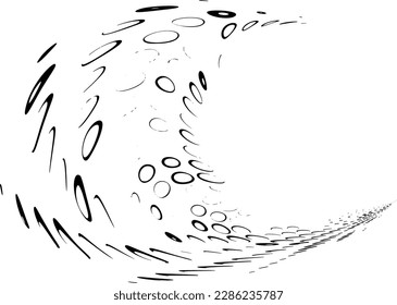 A bubbling multi-sized swirling rounded frame is rapidly flowing into the distance. For fringe, borders, highlights. Space for copy text. Vector.