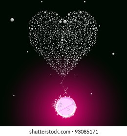 bubbling valentine pill, abstract vector art illustration; image contains transparency
