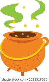 Bubbling Witches Cauldron Halloween Illustration