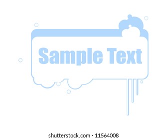 bubbly blue text banner