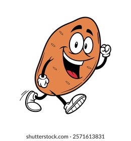 Bubbly Cartoon Sweet Potato Character Radiating Joy