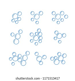 Bubbly soap symbols. Soap foam bubbles air