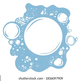 Bubbly waters, foam with bubbles. Washing and cleaning product, cosmetology care. Mousse or shaving creme, detergent of bath foaming. Laundry splashes, isolated soapsuds vector in flat style