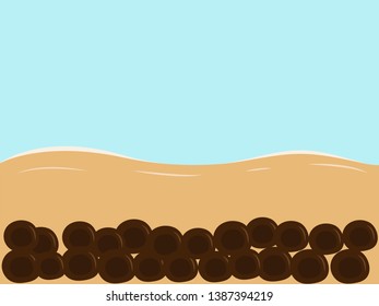 buble (boba) milk tea background graphic (vector) or cartoon.