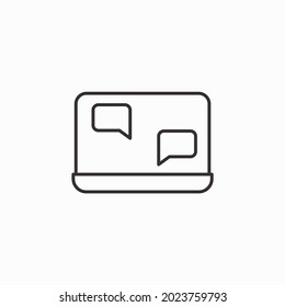 chat de burbujas en pantalla de portátil, concepto de webinar, icono de contorno de trazo editable. 
