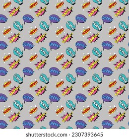 Buble speech with text retro background pattern seamless suitable for print, fabric, textile, wallpaper, etc