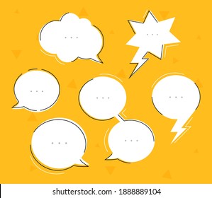 buble text icons set on yellow background vector illustration modern style 