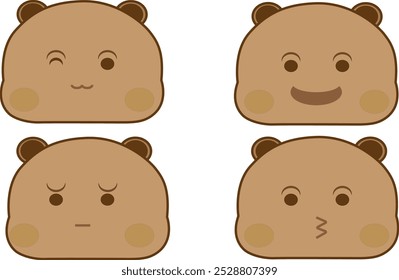 Bubu emoticon vector features a cute and expressive bear character, designed with a playful and friendly demeanor. This vector illustration captures various emotions.