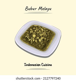 Bubur Melayu Illustration Sketch und Vektorstil, Traditionelle Küche aus Nordsumatra, gut zu verwenden für Speisekarte, indonesische Kochbuch und Essensinhalte.