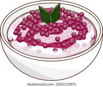 Bubur Sagu Mutiara Ilustración de vector de comida tradicional indonesia