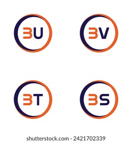 BU, BV, BT, BS Letter Logo Paket Monogram Set . Icon, Brief, Vektorgrafik, Technologie, Business, Kunst, Symbol, Set Design .