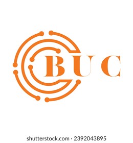 Diseño de letras BUC. Diseño del logotipo de la tecnología de letras BUC sobre fondo blanco. Diseño del logotipo de Monograma BUC para emprendedores y empresas
