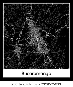 Bucaramanga Colombia South America City map black white vector illustration