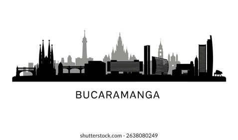 Bucaramanga skyline with Colombia Black silhouette.