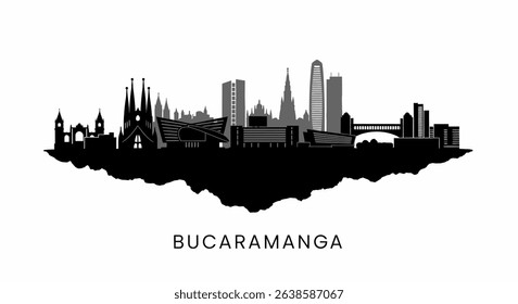 Bucaramanga Skyline Vector with Colombia, and Silhouette.