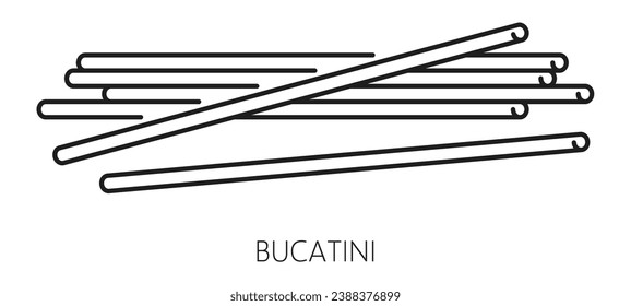 Bucatini or perciatelli thick spaghetti-like pasta with hole in center, italian food cuisine outline icon. Vector pasta of durum wheat flour