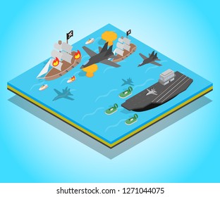 Buccaneer concept banner. Isometric banner of buccaneer vector concept for web, giftcard and postcard