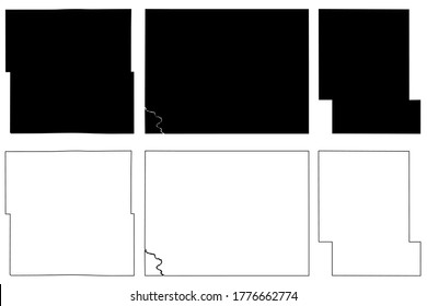 Buchanan, Bremer and Audubon County, Iowa (U.S. county, United States of America, USA, U.S., US) map vector illustration, scribble sketch Buchanan, Bremer and Audubon map