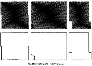 Buchanan, Bremer and Audubon County, Iowa (U.S. county, United States of America, USA, U.S., US) map vector illustration, scribble sketch Buchanan, Bremer and Audubon map