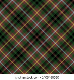 Buchanan Hunting Tartan. Diagonal cell, seamless pattern for fabric, kilts, skirts, plaids