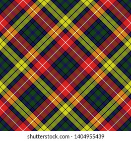 Buchanan Modern Tartan. Diagonal cell, seamless pattern for fabric, kilts, skirts, plaids