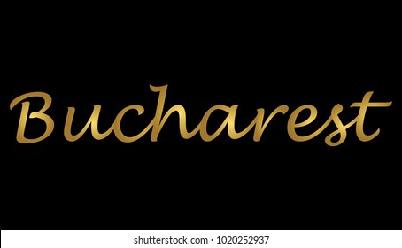 Bucharest City Gold Logo Type Writing