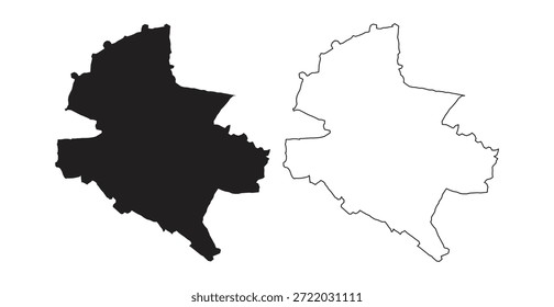 Bucharest city map Romania capital geographical territory blank outline vector silhouette isolated shape
