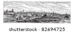 Bucharest, city, Romania, old engraved illustration of Bucharest, city, Romania, 1890s. Trousset encyclopedia (1886 - 1891).